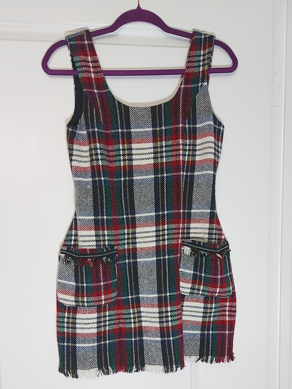 Zara Plaid Mini Dress in Red, Green, White, Blue - Picture 2 of 6